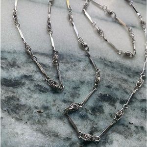 Trifari dainty women’s silver (color) flat link triple link chain necklace 24.5”